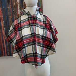 Vintage O'Neil of Dublin Flannel Plaid Hooded Cape Celtic